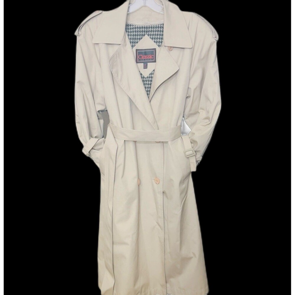 VTG Sexy Classic Petite Women’s Beige Trench Coat- Removable Liner- Belted- 10